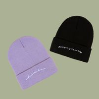 Korean Style Simple Letter Woolen Knitted Hat main image 4