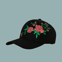 Korean Style Sunshade Wide Brim Rose Flower Embroidery Baseball Cap Wholesale main image 1