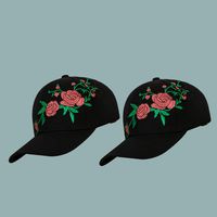 Korean Style Sunshade Wide Brim Rose Flower Embroidery Baseball Cap Wholesale main image 3