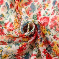 Retro Red Small Floral  Printing Long Gauze Scarf main image 6