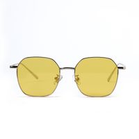 Retro Textured Polygonal Metal Frame Sunglasses main image 6