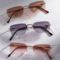 Retro Metal Frameless Square Small Sunglasses main image 3