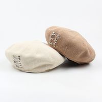 Fashion Metal Buckle Cotton And Linen Berets main image 3