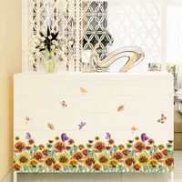 Simple Yellow Painted Flowers Skirting Wall Decoration Stickers main image 3