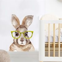 New Cartoon Rabbit Wearing Glasses Decorative Wall Stickers main image 1