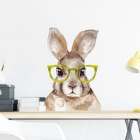 New Cartoon Rabbit Wearing Glasses Decorative Wall Stickers main image 5