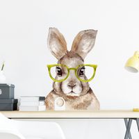 Nouveau Lapin De Dessin Animé Portant Des Lunettes Stickers Muraux Décoratifs main image 5