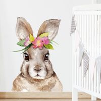 New Cartoon Rabbit Wearing A Wreath Decorative Wall Stickers main image 3