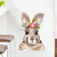 New Cartoon Rabbit Wearing A Wreath Decorative Wall Stickers main image 4