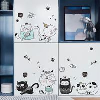 Cartoon Naughty Kitty Children's Bedroom Decorative Wall Sticker main image 1