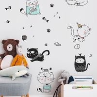 Cartoon Naughty Kitty Children's Bedroom Decorative Wall Sticker main image 4