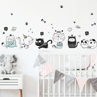 Cartoon Naughty Kitty Children's Bedroom Decorative Wall Sticker main image 5