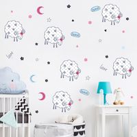 Nouveau Goodnight Sheep Star Moon Sticker Mural Décoratif Pour Chambre D&#39;enfant main image 3