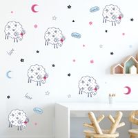 Nouveau Goodnight Sheep Star Moon Sticker Mural Décoratif Pour Chambre D&#39;enfant main image 4