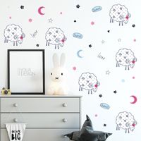Nouveau Goodnight Sheep Star Moon Sticker Mural Décoratif Pour Chambre D&#39;enfant main image 5