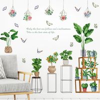New Green Plant Turtle Leaf Potted Pendant Decorative Wall Sticker main image 1
