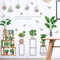 New Green Plant Turtle Leaf Potted Pendant Decorative Wall Sticker main image 3