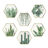 New Tropical Green Plants Flat Hexagonal Photo Frame Decorative Wall Sticker main image 6