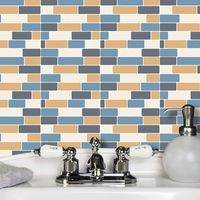 Fashion Blue And Yellow Striped Tile Wall Floor Decoration Stickers main image 3