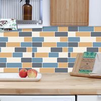 Fashion Blue And Yellow Striped Tile Wall Floor Decoration Stickers main image 4