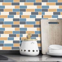 Fashion Blue And Yellow Striped Tile Wall Floor Decoration Stickers main image 5