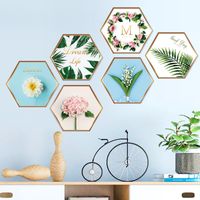 New Hexagonal Plant Flower Plane Photo Frame Decoration Wall Sticker main image 5