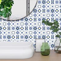 Fashion Blue White Geometric Tile Decoration Wall Stickers main image 1