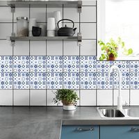 Moda Azul Blanco Geométrico Azulejo Decoración Pegatinas De Pared main image 4