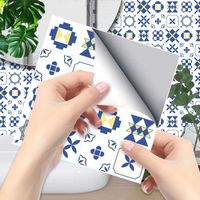 Fashion Blue White Geometric Tile Decoration Wall Stickers main image 5
