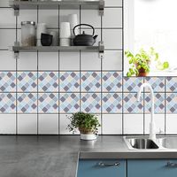 Fashion Blue And Gray Geometric Lattice Tile Wall Stickers main image 3