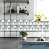Simple Blue And Green Hexagon Lattice Tile Wall Stickers main image 4