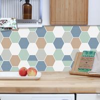 Simple Blue And Green Hexagon Lattice Tile Wall Stickers main image 5