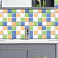 Fashion Contrast Color Square Lattice Tile Wall Stickers main image 2