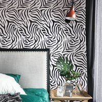 Retro Zebra Pattern Bedroom Living Room Background Wallpaper main image 1