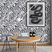 Retro Zebra Pattern Bedroom Living Room Background Wallpaper main image 6