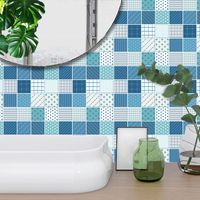 Fashion Contrast Color Geometric Lattice Tile Wall Stickers main image 1