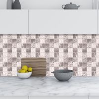 Simple Coffee Color Geometric Lattice Tile Decoration Wall Stickers main image 3