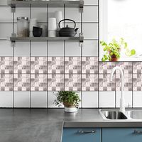 Simple Coffee Color Geometric Lattice Tile Decoration Wall Stickers main image 4