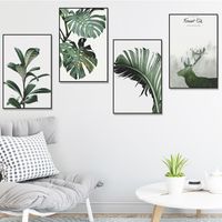 Simple Tropical Green Plant Leaf Flat Rectangular Photo Frame Wall Sticker main image 3
