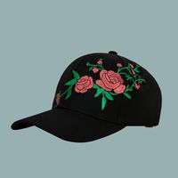 Korean Style Sunshade Wide Brim Rose Flower Embroidery Baseball Cap Wholesale sku image 1