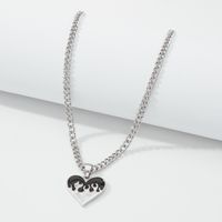 Hip Hop Heart Pendent Alloy Necklace main image 5