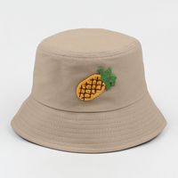 Fashion Pineapple Embroidery Casual Flat Top Sunscreen Basin Hat sku image 4