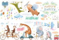 Cartoon Animal Bicycle Games Decorative Wall Stickers sku image 1