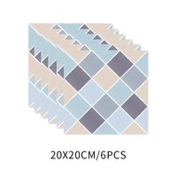 Pegatinas De Pared De Azulejos De Celosía Geométrica Azul Y Gris De Moda sku image 1
