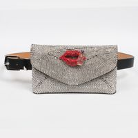 Fashion Tassel Rhinestone Lips Belt Bag Decoration Thin Belt sku image 1