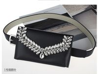 Fashion Rhinestone Wings Small Pockets Thin Belt sku image 1