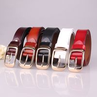 Simple Square Buckle Full Cowhide Leather Belt main image 1