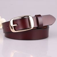 Simple Square Buckle Full Cowhide Leather Belt main image 6