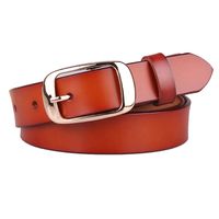 Simple Square Buckle Full Cowhide Leather Belt main image 3