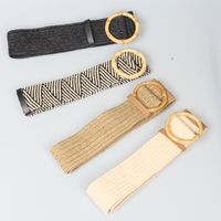 Ethnic Style Bamboo Round Buckle Elastic Woven Elastic Belt main image 1